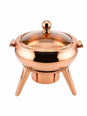 Stainless Steel Anupam Rose Gold Round Chafing Dish for Buffet & Food Serving