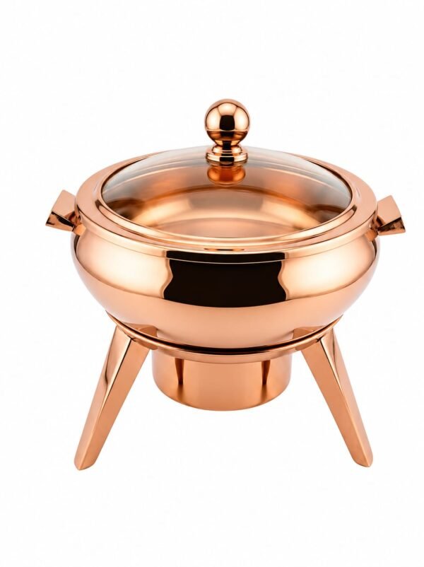 STW1002 Stainless Steel Anupam Rose Gold Round Chafing Dish for Buffet & Food Serving