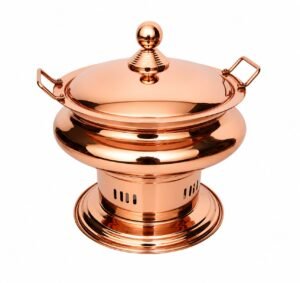 Stainless Steel Chapti Gujarati Rose Gold Round Chafing Dish with Lid for Buffet, Catering & Food Serving