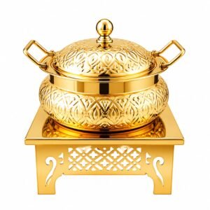 Stainless Steel Chatai Handi Luxury Gold Chafing Dish with Decorative Stand for Buffet & Food Serving