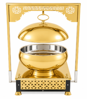 STW1043 Stainless Steel Matka Chowkhi Chafing Dish Gold Finish