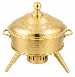 Stainless Steel Anupam Chawal Hammered Chafing Dish Gold Finish