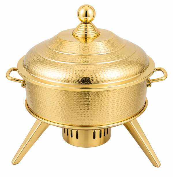 STW1046 Stainless Steel Anupam Chawal Hammered Chafing Dish Gold Finish