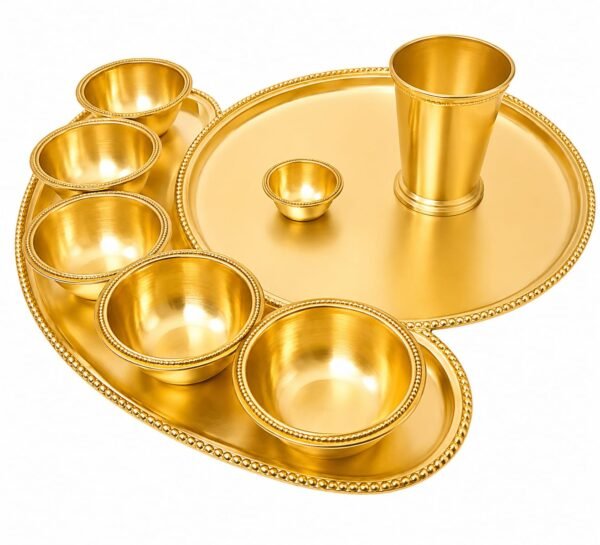 STW3112 Stainless Steel Gold Finish Thali Set With 6 Bowls
