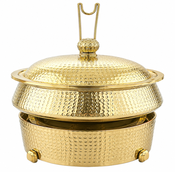 STW1049 Stainless Steel Mathar Chowkhi Chafing Dish Finish Gold