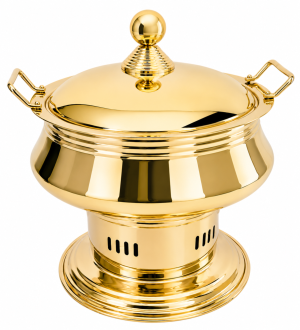 STW1056 Stainless Steel Gola Handi Gujarati Chafing Dish Finish Gold