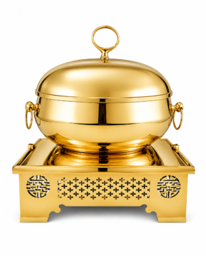 Stainless Steel Matka Chowkhi Chafing Dish Finish Gold