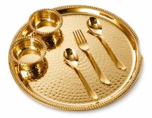 Stainless Steel Thali Set Finish Gold