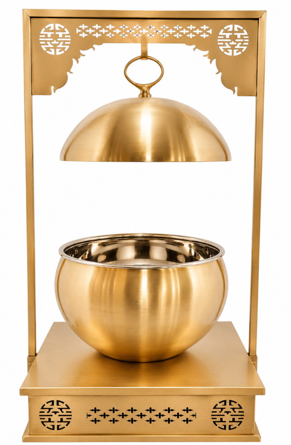 STW1082 Stainless Steel Matka Chowkhi Chafing Dish Finish Gold