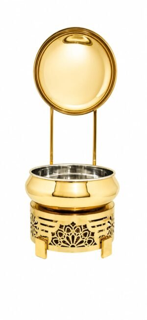 STW2095 Stainless Steel Matka Chowkhi Round Chafing Dish Finish Gold