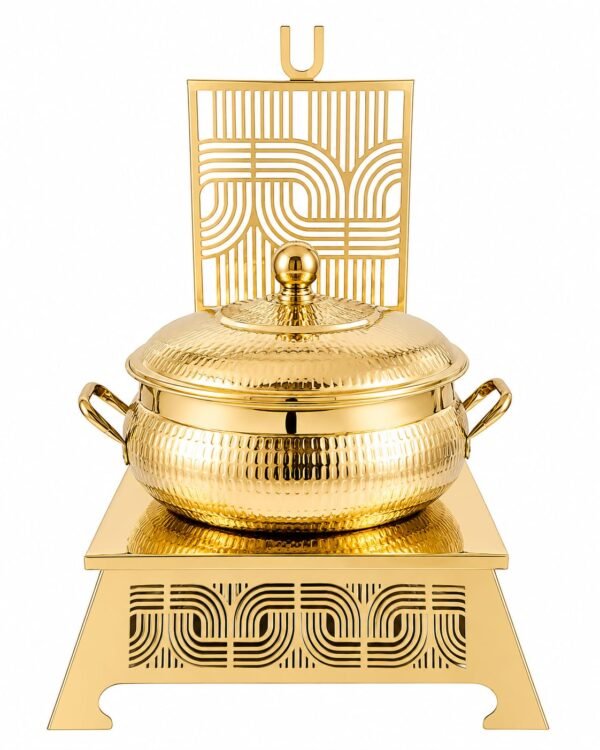 Stainless Steel Chawal Handi Teper Chowkhi Chafing Dish Finish Gold